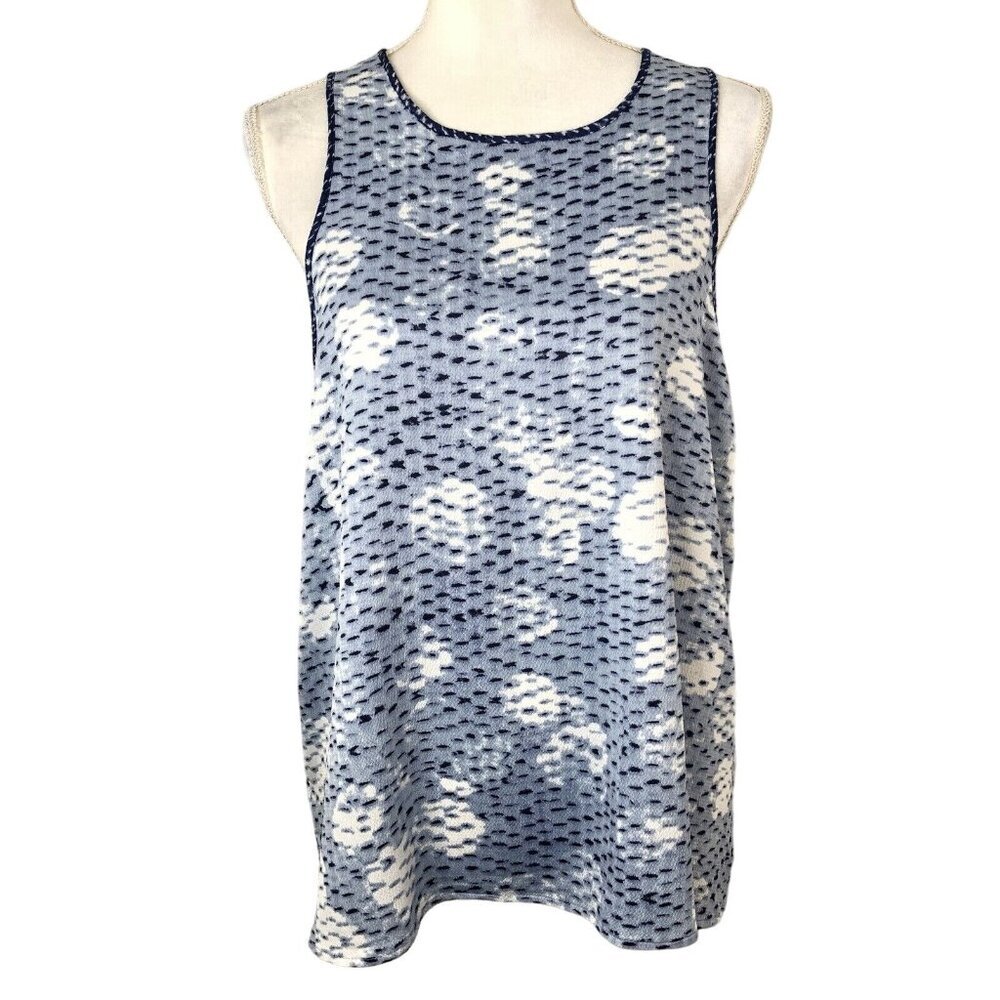Lou & Grey Womens Sleeveless Top Size Large Blue Textured Open Tie Back - Picture 3 of 15